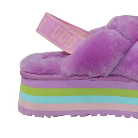 UGG Platform DISCO Slides Pink/Purple/Blue/Green Elastic strap Women's 8 NEW! - Picture 9 of 11